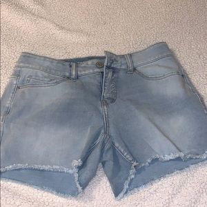 Light wash jean shorts